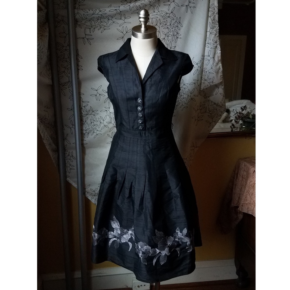 Vintage Black Silk 50's Dress